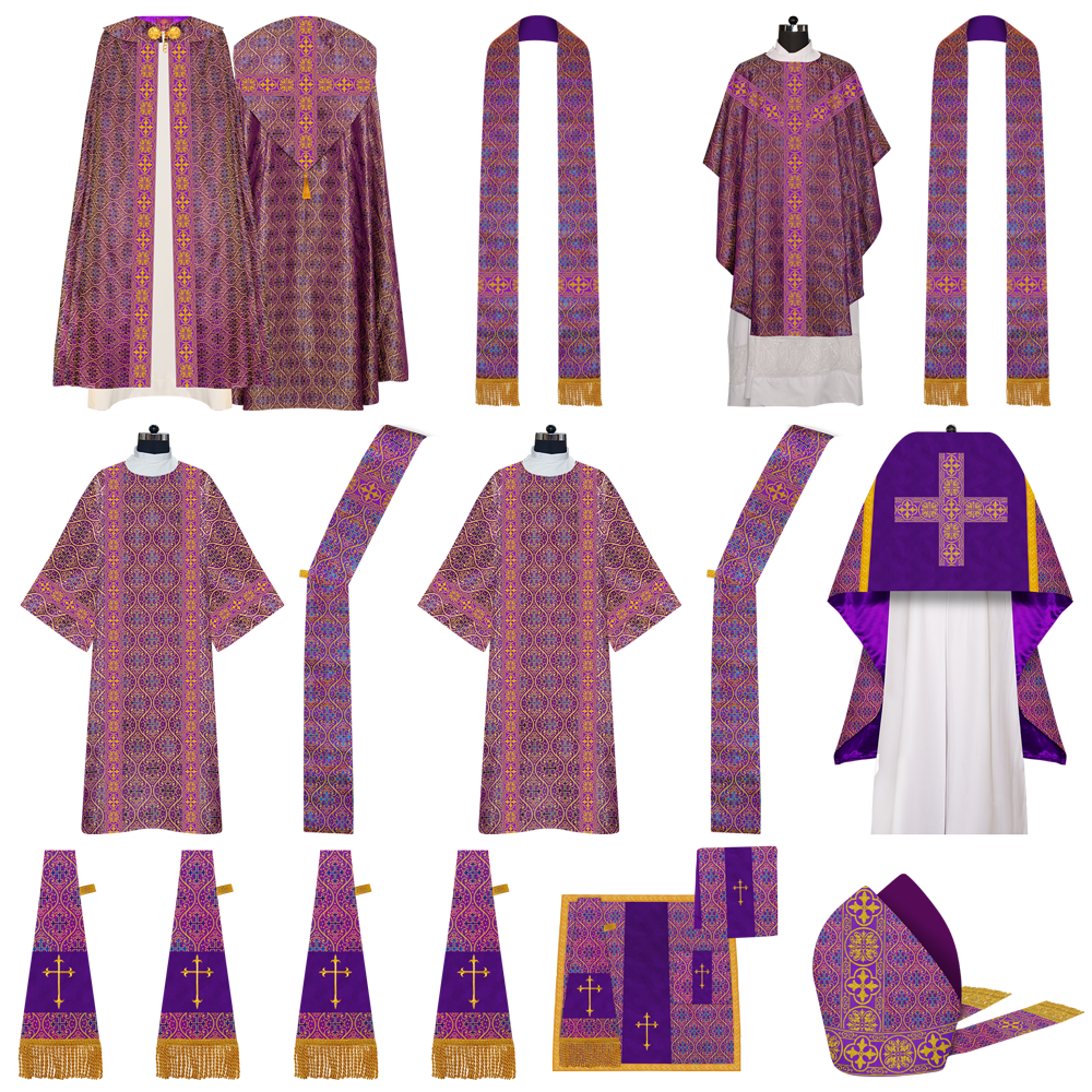 Gothic Highline Mass set Vestments with Adorned Woven Braids