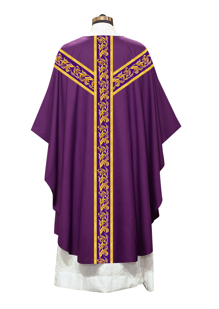 Gothic chasuble Vestment with Embroidered Trims