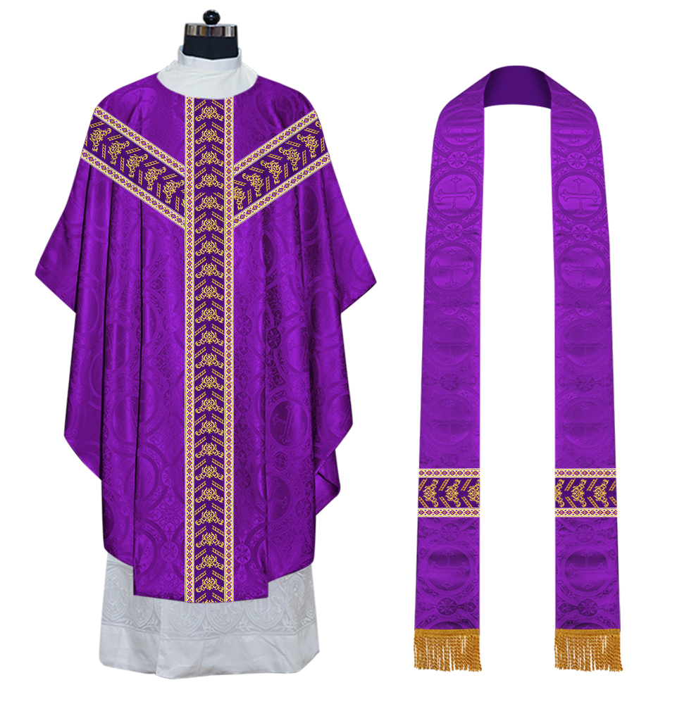 Gothic Chasuble Vestments With Ornate Embroidery And Trims