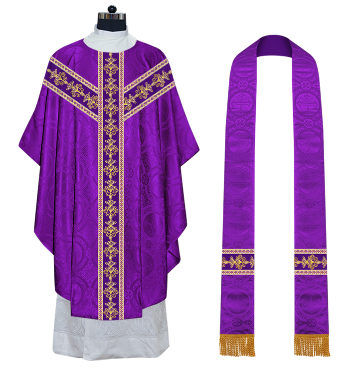 Gothic Chasuble Vestments With  Liturgical Motifs and Trims