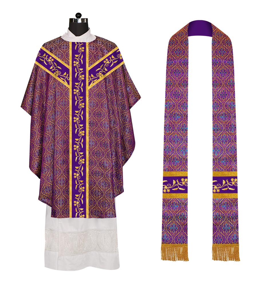 Gothic chasuble Vestment with Floral Design