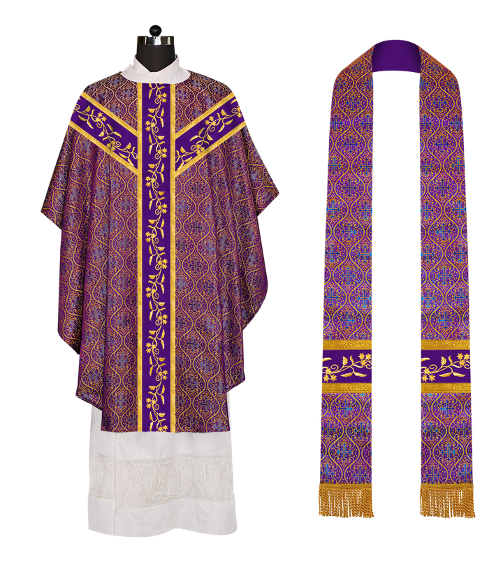 Gothic chasuble Vestment with Floral Design