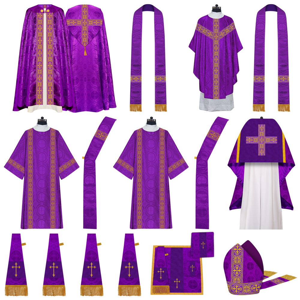 Gothic Highline Mass set Vestments with Adorned Woven Braids