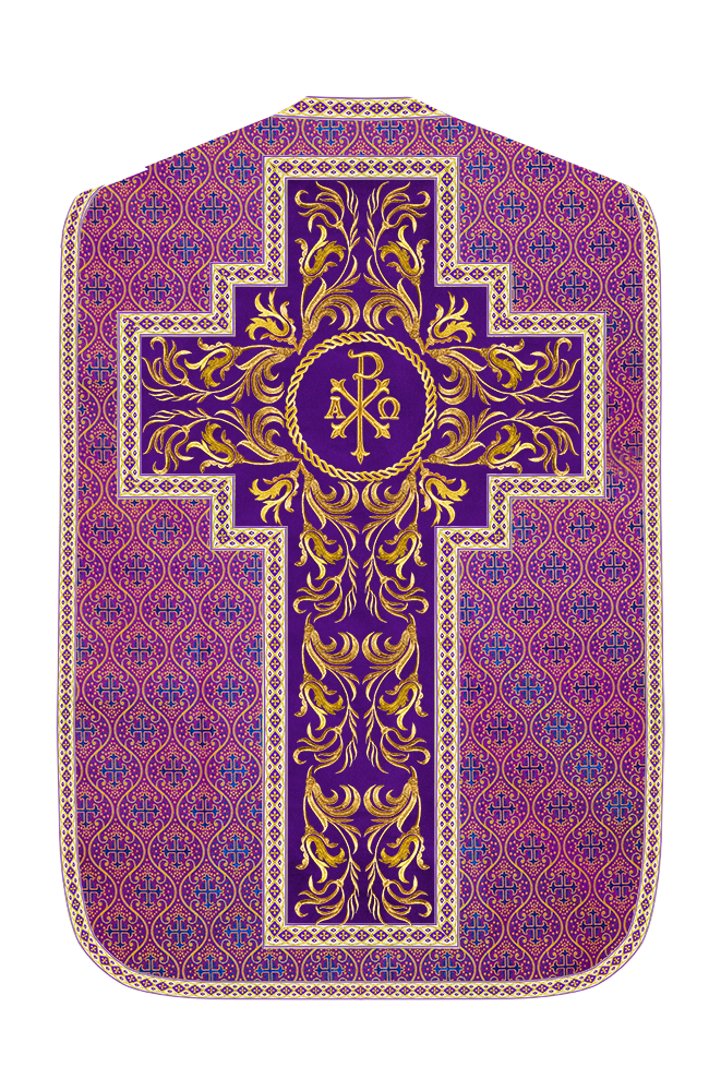 Roman Chasuble Vestment With Woven Braids and Trims