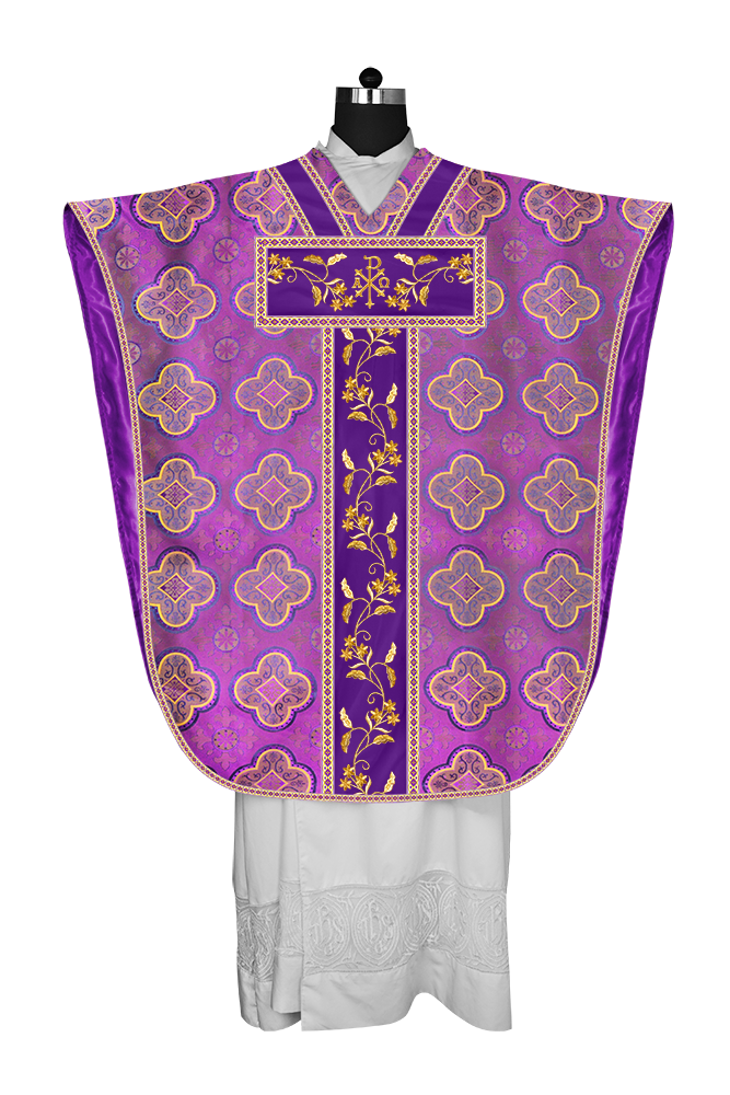 Borromean Chasuble Vestment Ornated With Floral Design and Trims