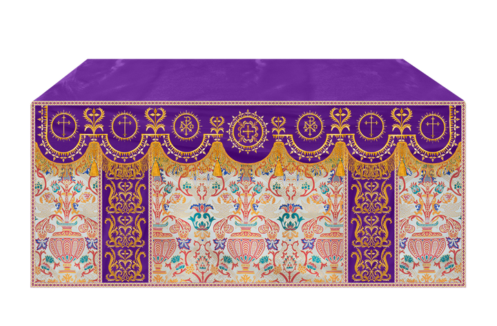 Tapestry Altar Cloth with Elegant Embroidered Trims