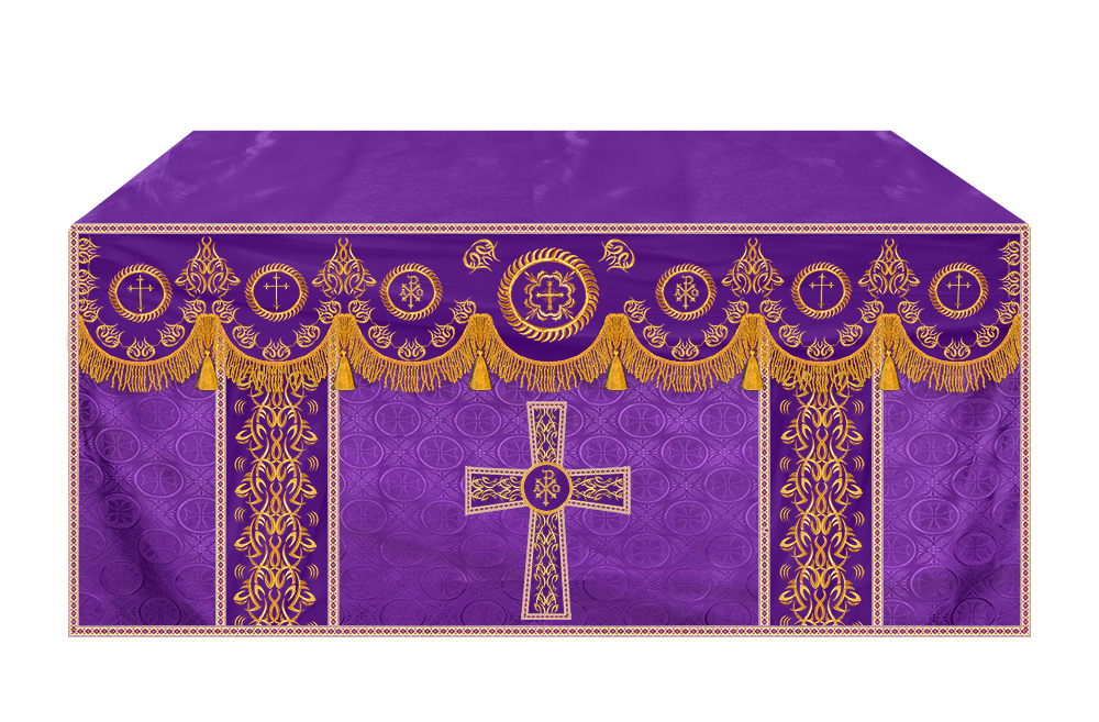 Church Altar Frontal with Ornate Embroidery & Spiritual Motifs