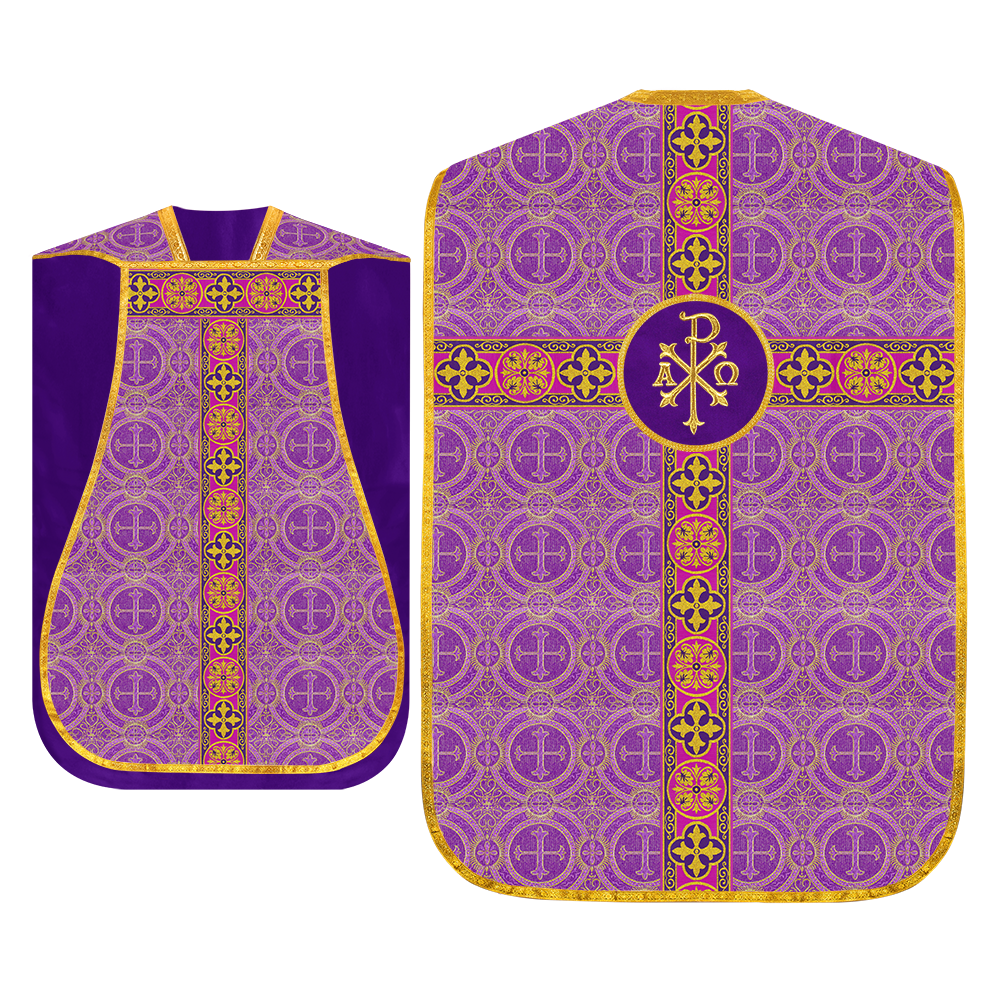 Roman Fiddleback Vestment with Motifs and Braided Trims