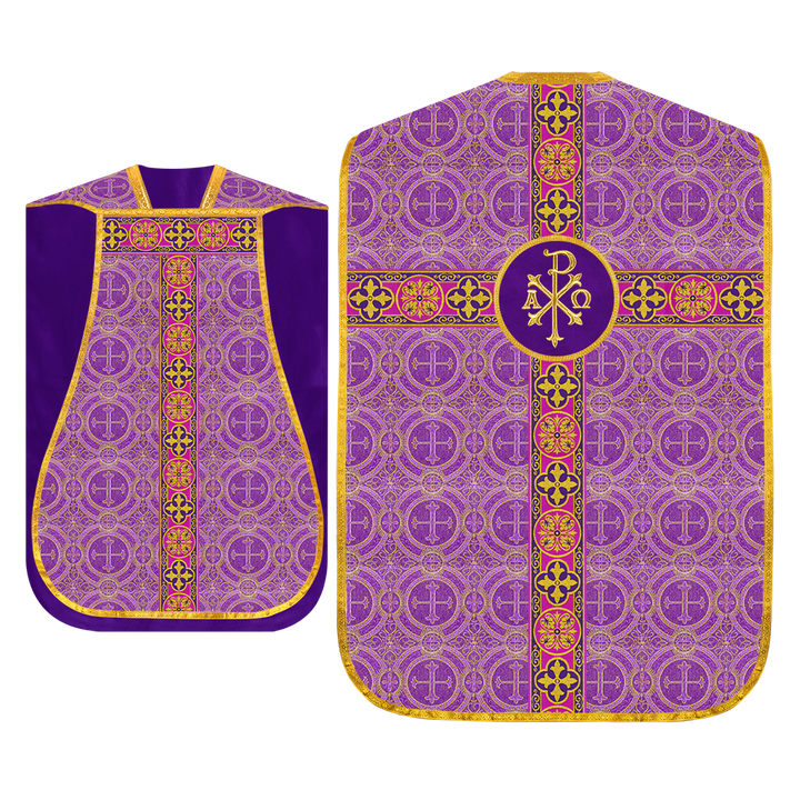 Roman Fiddleback Vestment with Motifs and Braided Trims