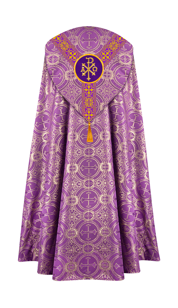 Gothic Cope Vestment with Y Type Braided Trims and Motifs