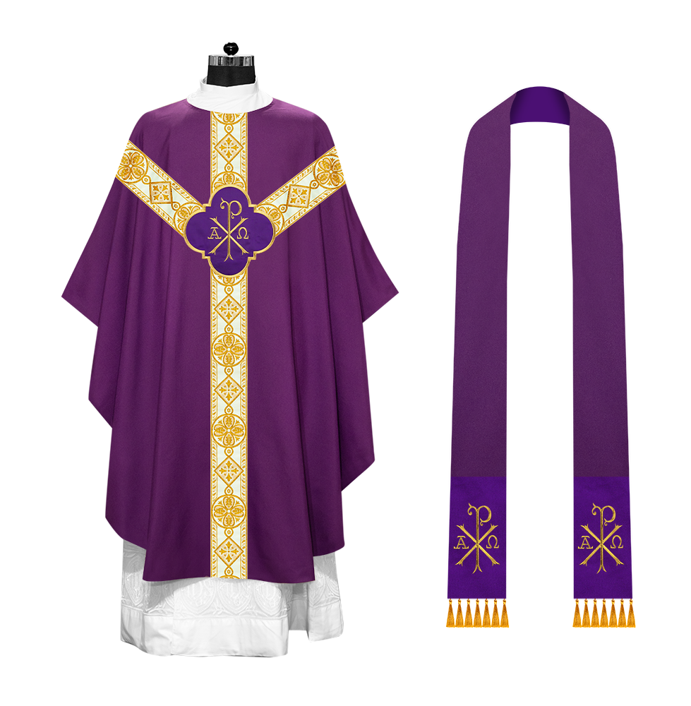 Gothic Chasuble Vestment with Motif and Trims