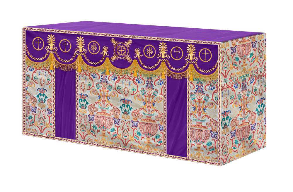Coronation Tapestry Altar Table Cloth with Embroidered trims