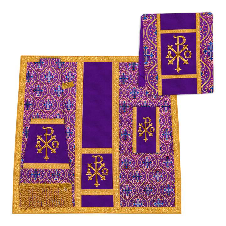 Gothic Chasuble Vestment with Embroidered Motif and Orphrey