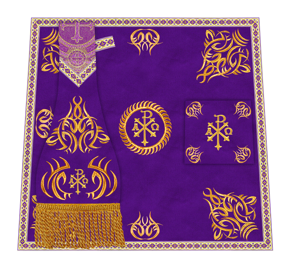 Set of Four Roman Chasuble with Embroidered Trims