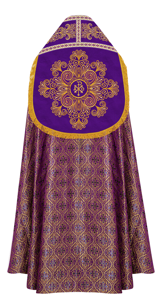 Roman Cope Vestment with Spiritual Motif and Adorned Embroidery