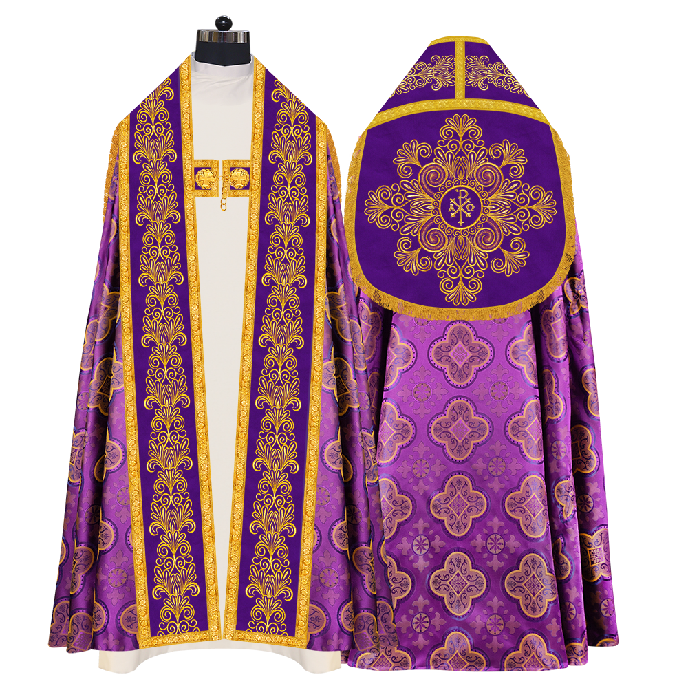 Roman Cope Vestment with Spiritual Motif and Adorned Embroidery