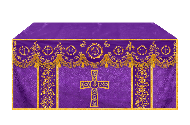 Liturgical Altar Table Cloth with Elegant Embroidery Trims