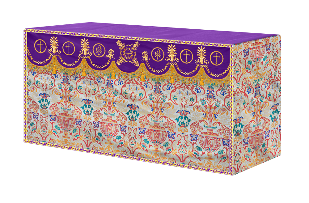Coronation Tapestry Altar Table Cloth with Embroidered trims