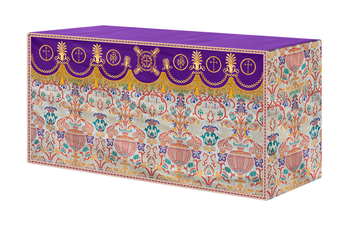 Coronation Tapestry Altar Table Cloth with Embroidered trims