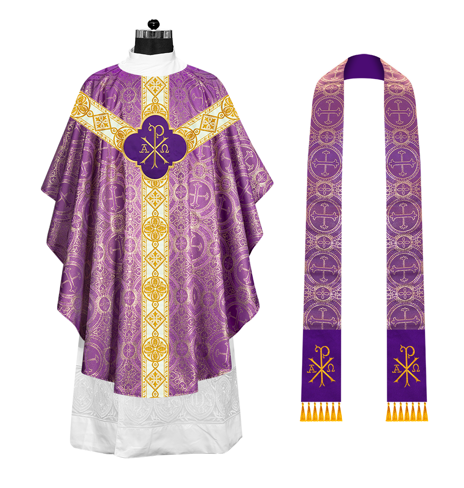 Gothic Chasuble Vestment with Motif and Trims