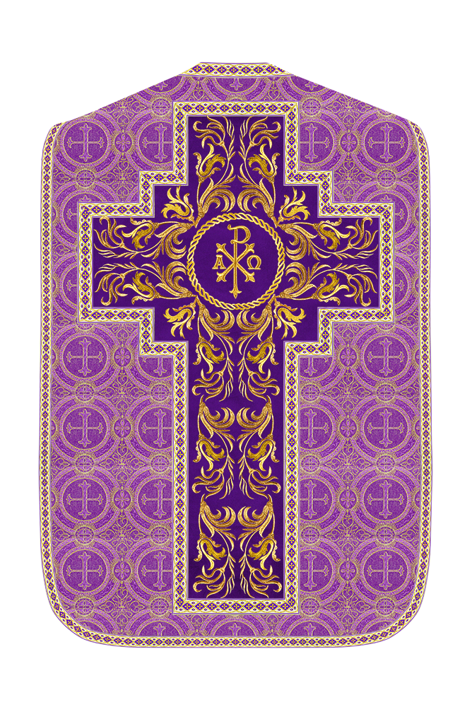 Roman Chasuble Vestment With Woven Braids and Trims