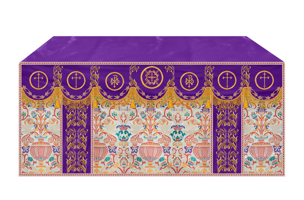 Traditional Tapestry Altar Cloth with Embroidery Details