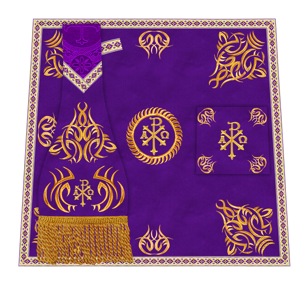 Borromean Chasuble Vestment With Braided Orphrey and Trims