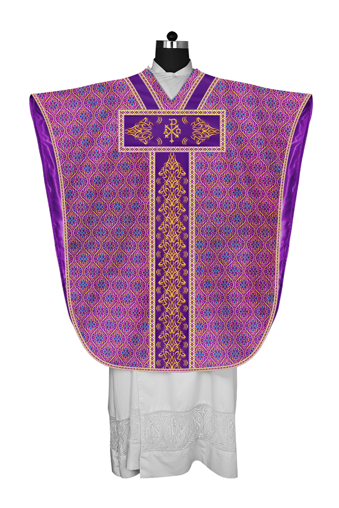 Borromean Chasuble Vestment With Braided Orphrey and Trims