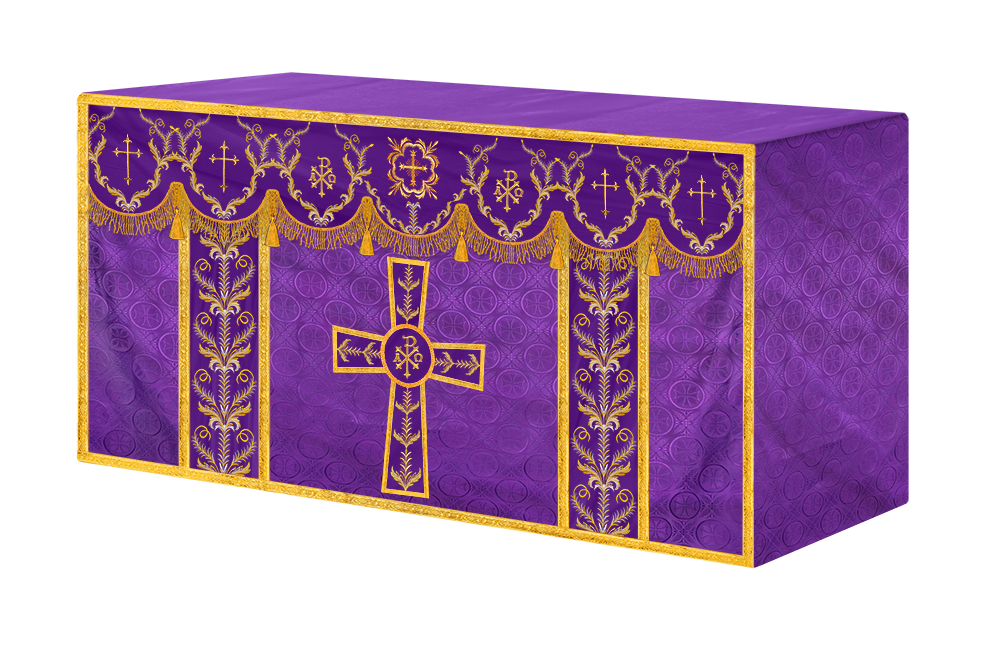 Handcrafted Church Altar Cloth with Detailed Embroidered Trims