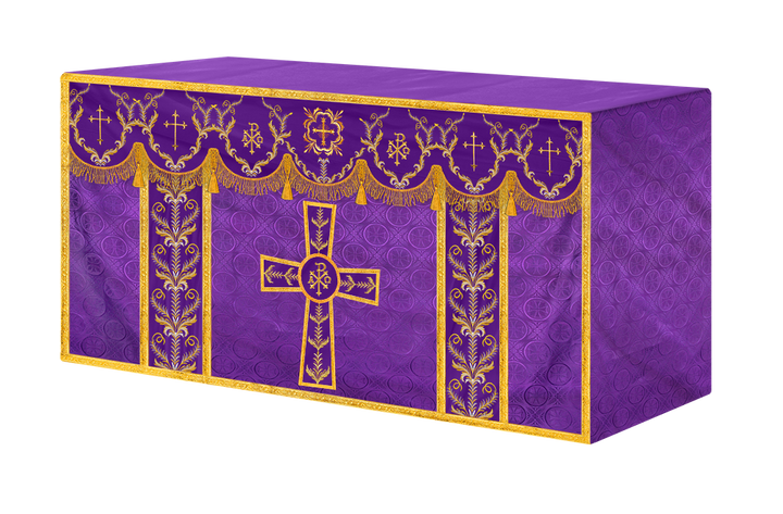 Handcrafted Church Altar Cloth with Detailed Embroidered Trims