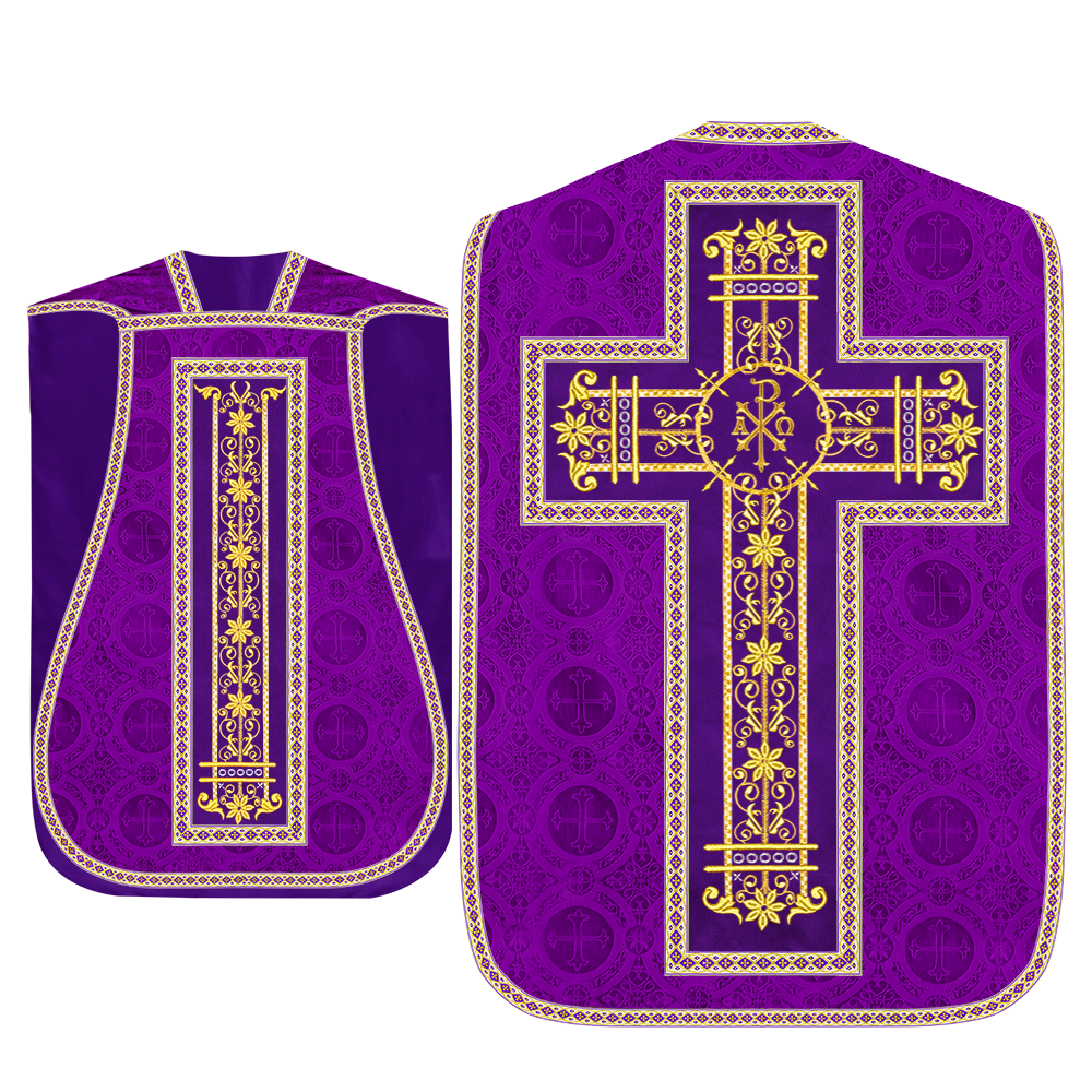 Roman Chasuble Vestment Enhanced With Orphrey and Trims