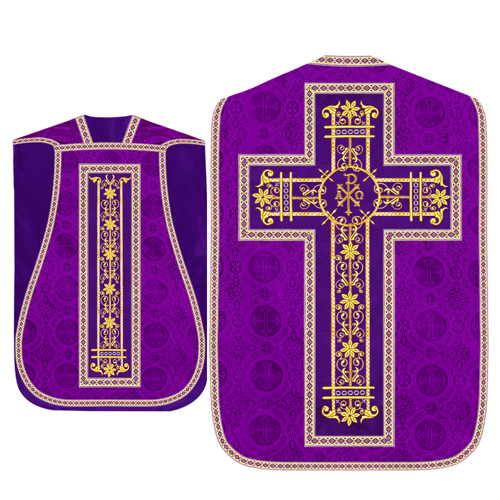 Roman Chasuble Vestment Enhanced With Orphrey and Trims