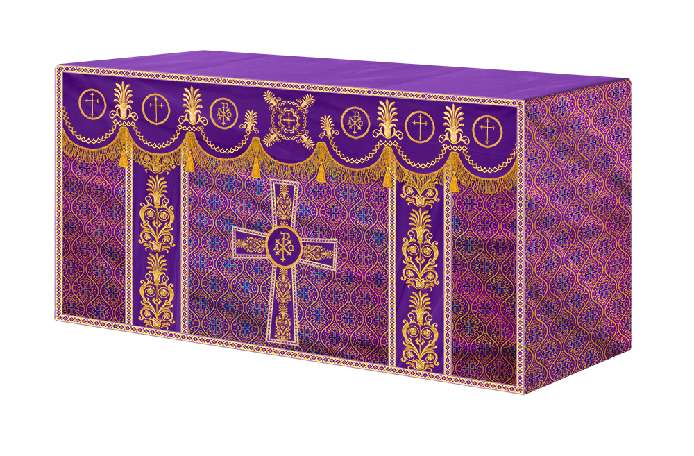 Altar Cloth with Embroidered Motif and Trims
