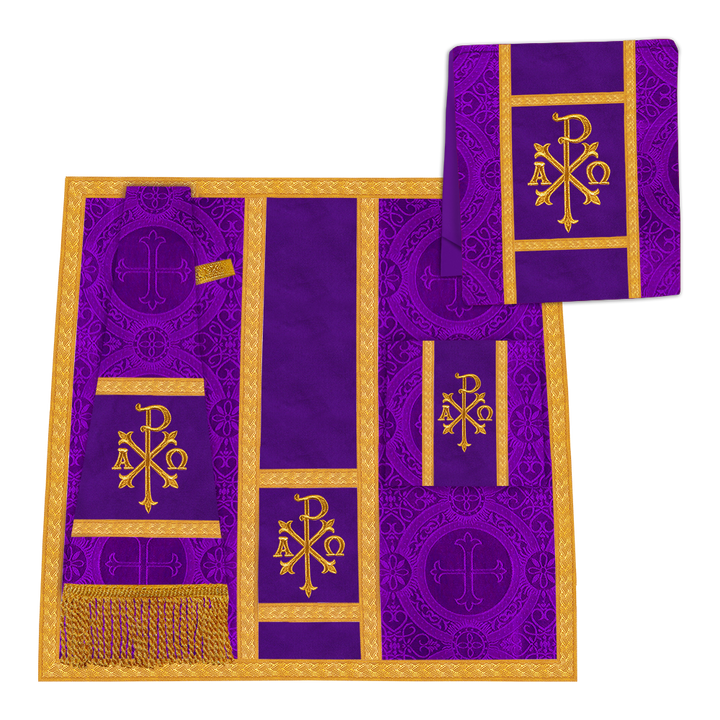 Gothic Chasuble Vestment with Braided Trims and Spiritual Motif