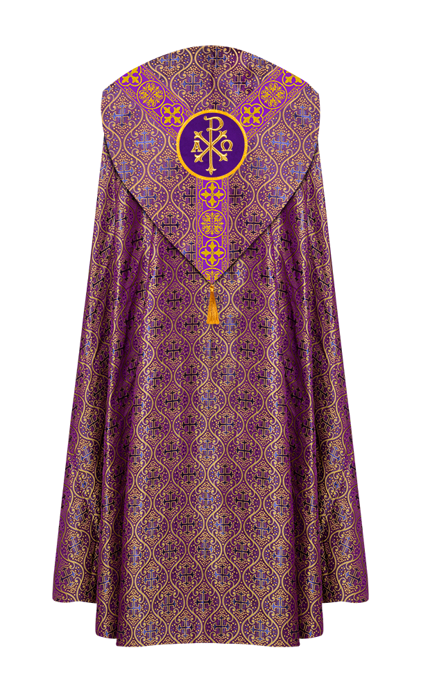 Gothic Cope Vestment with Y Type Braided Trims and Motifs