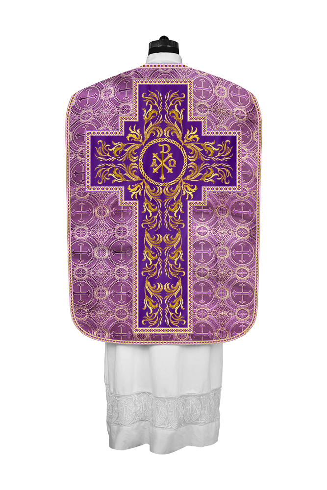 Roman Chasuble Vestment With Woven Braids and Trims
