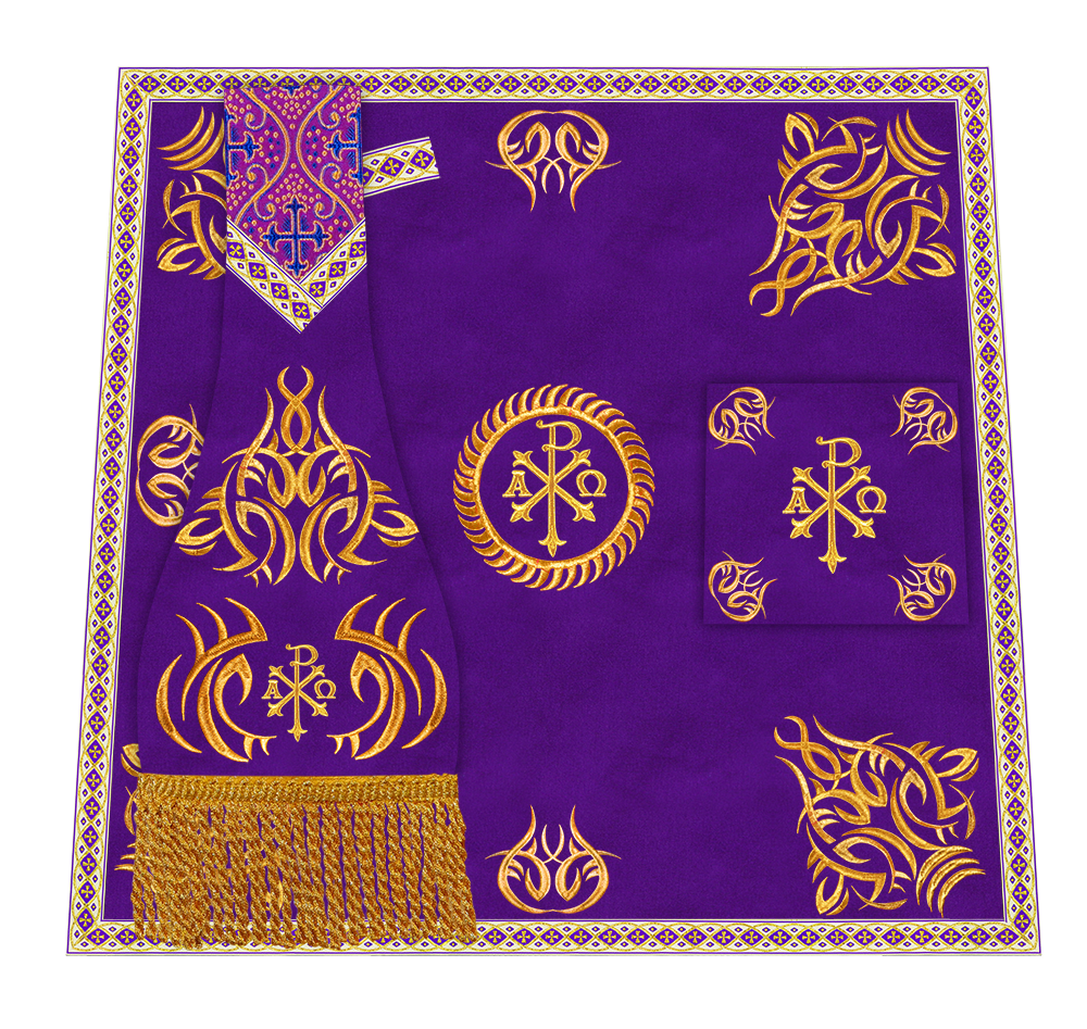 Set of Four Roman Chasuble with Embroidered Trims