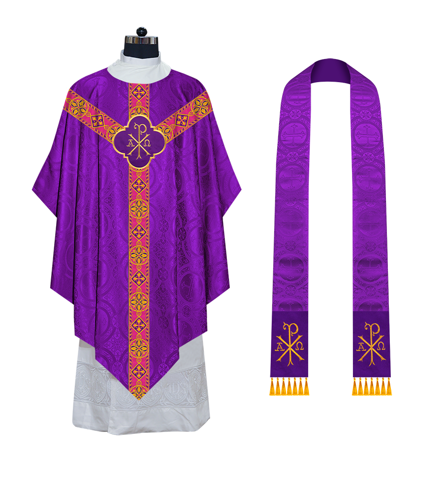 Pugin Chasuble with Braided Lace Orphrey