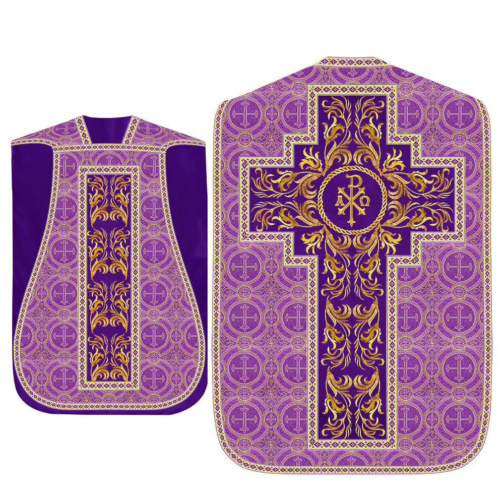 Roman Chasuble Vestment With Woven Braids and Trims