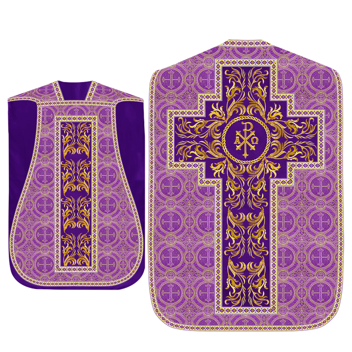 Roman Chasuble Vestment With Woven Braids and Trims