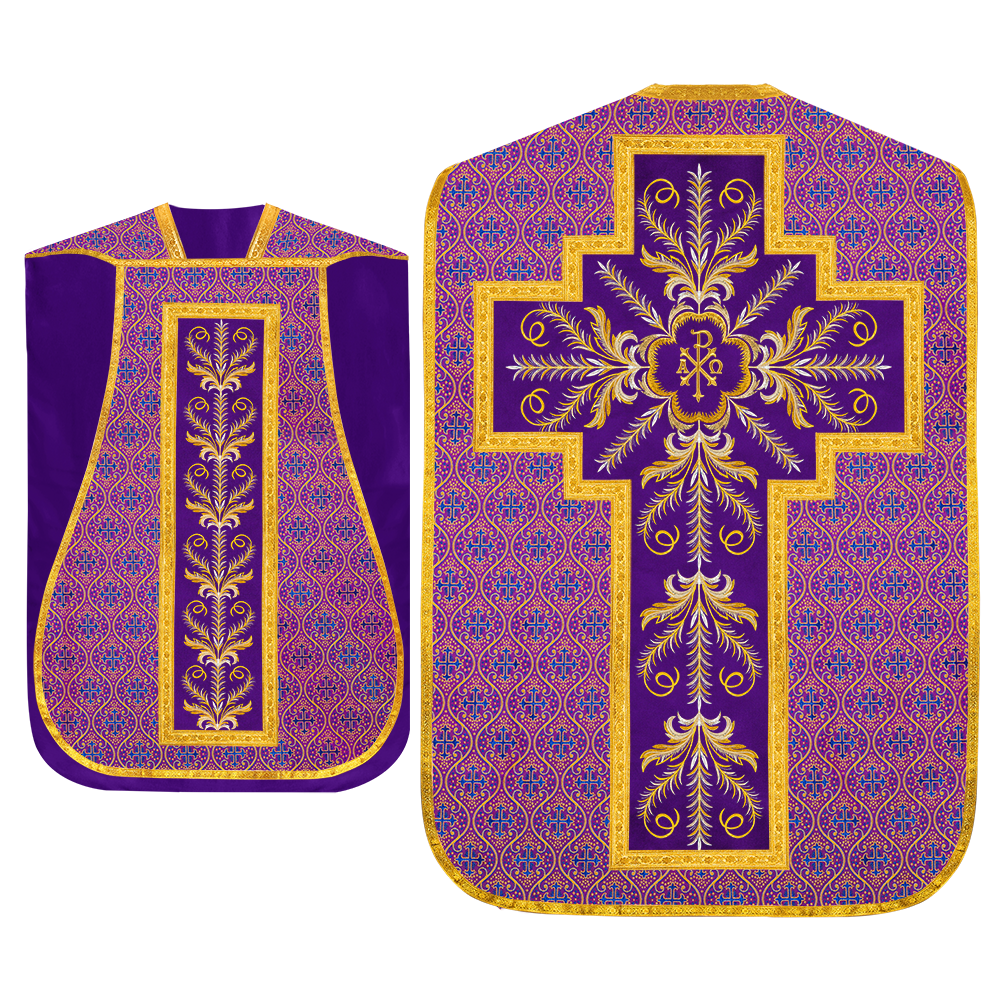 Set of Four Roman Chasuble with liturgical motifs