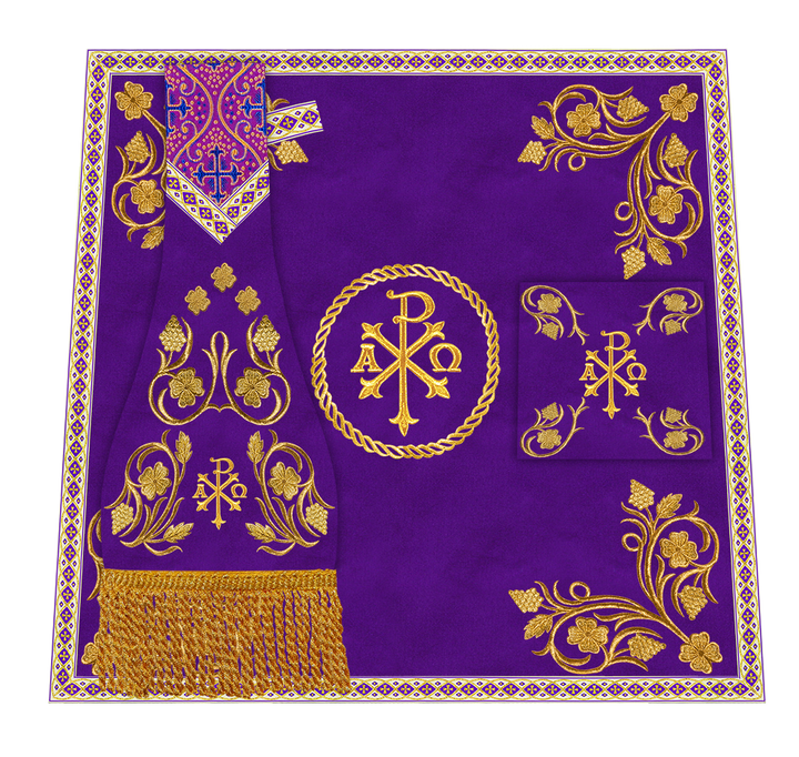 Roman Chasuble Vestment With Grapes Embroidery and Trims