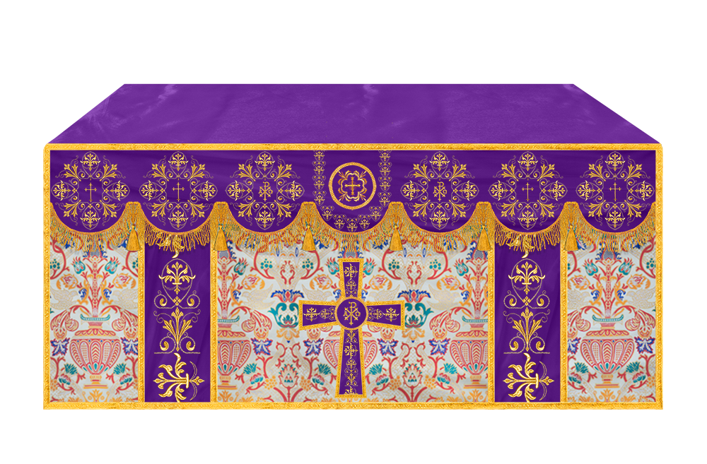Tapestry Altar Cloth with Braided Embroidered Trims