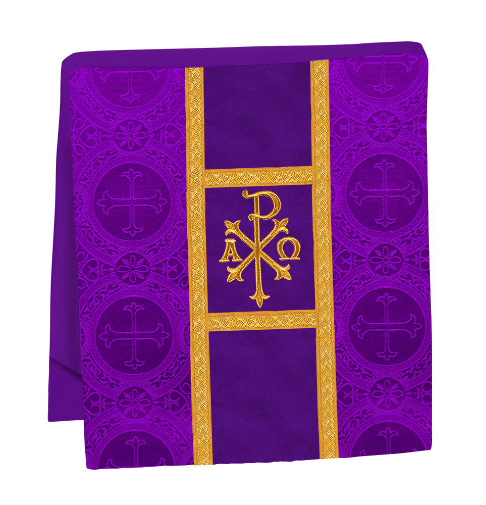 Fiddleback Vestment with Motif and woven Braided Trims