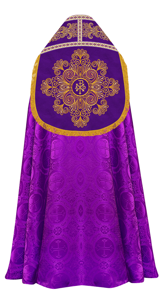 Roman Cope Vestment with Spiritual Motif and Adorned Embroidery