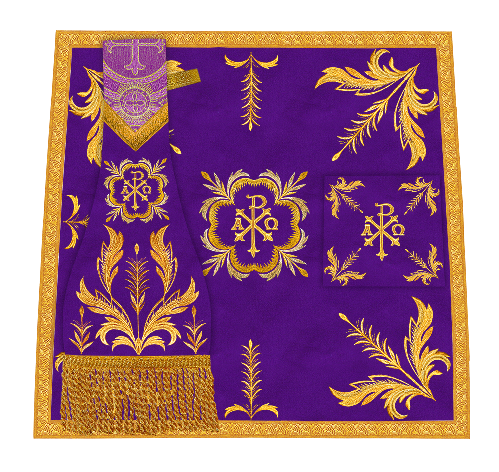 Set of Four Roman Chasuble with liturgical motifs