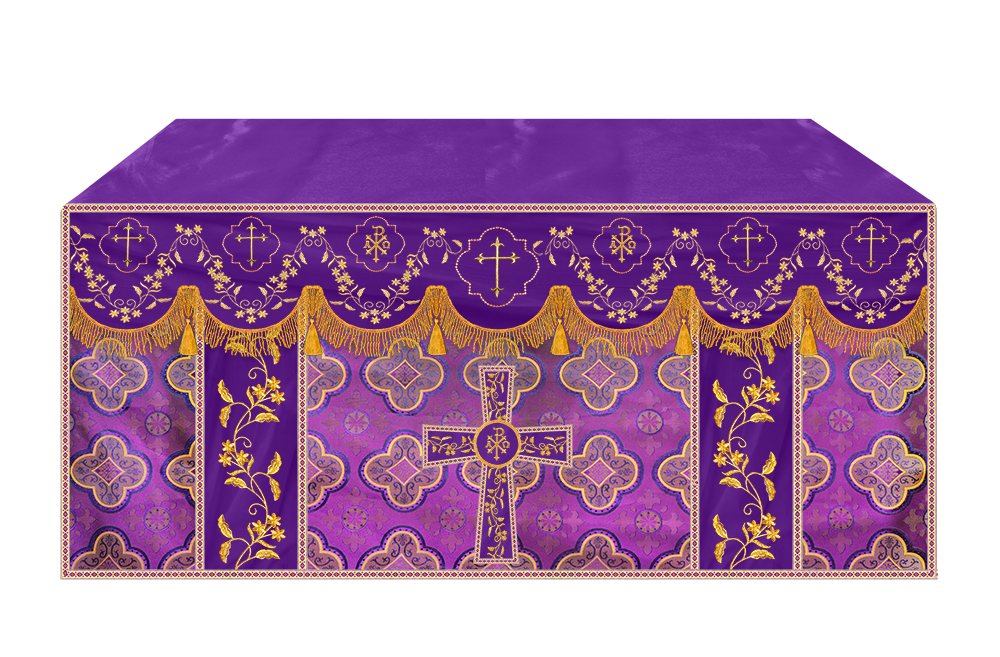 Altar Table Cloth With Floral Embroidery trims