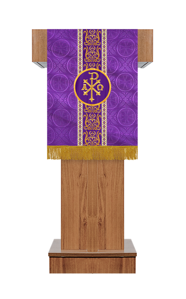 Liturgical Pulpit Cloth with Intricate Orphrey and Motif