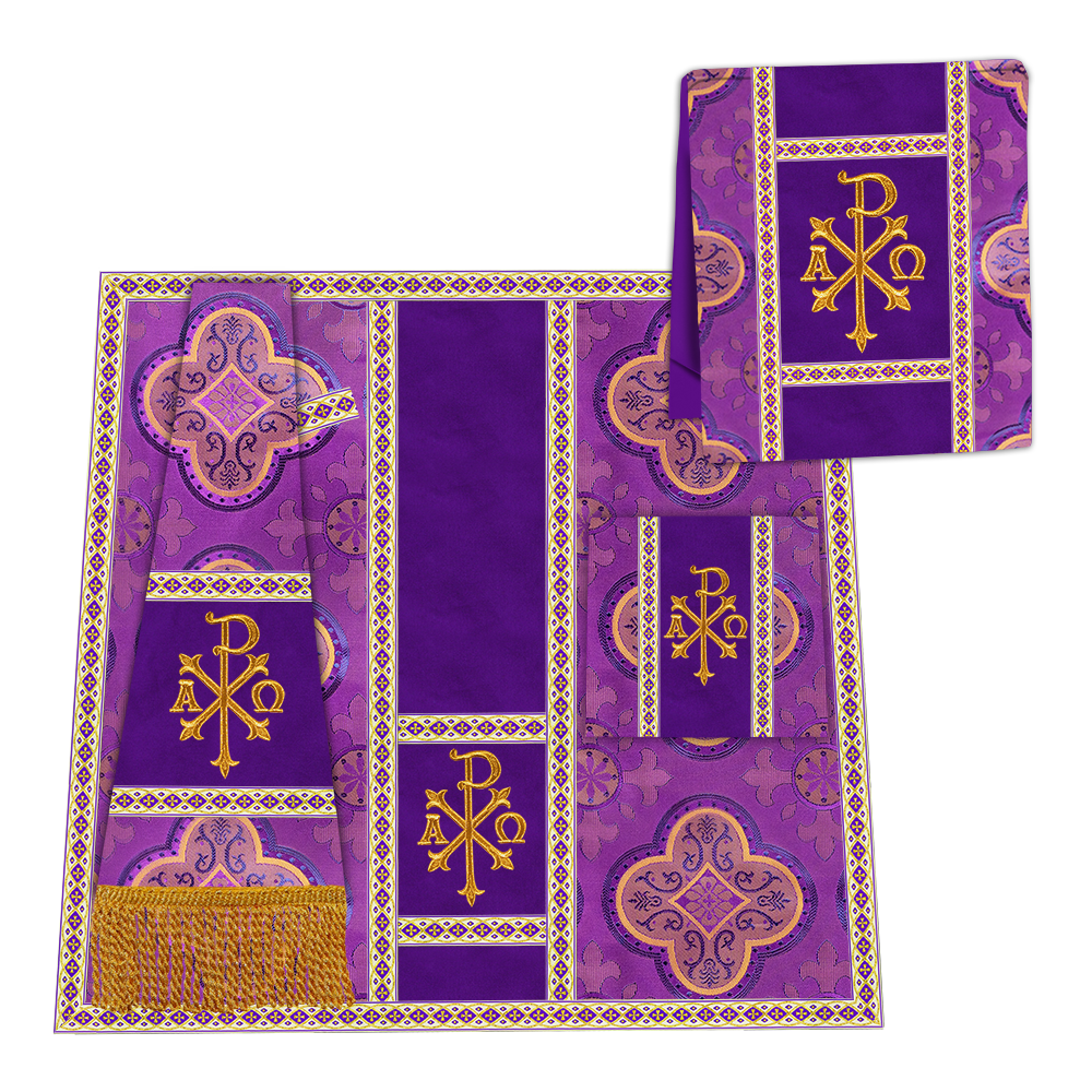 Gothic Chasuble with Embroidered Motif and Plain Orphrey