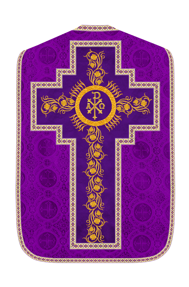 Roman Chasuble Vestment With Grapes Embroidery and Trims